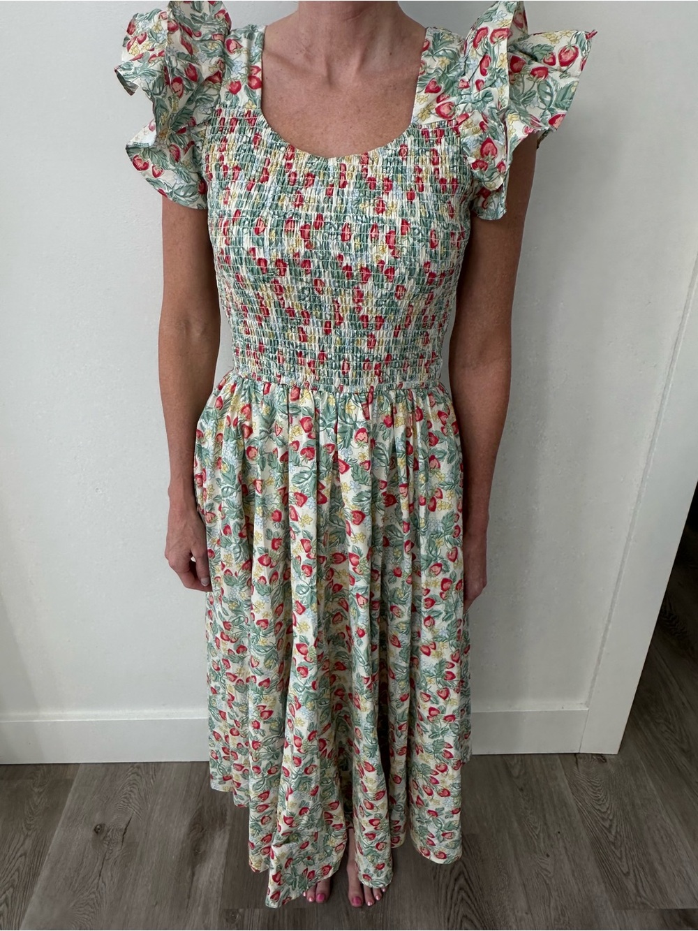 Ivy City Co Floral Maxi Dress with Red strawberries  Print